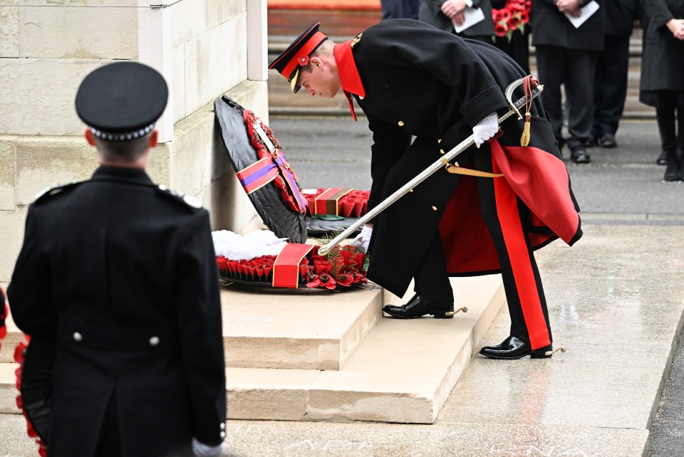 Prince William paid his respects with a wreath of poppies