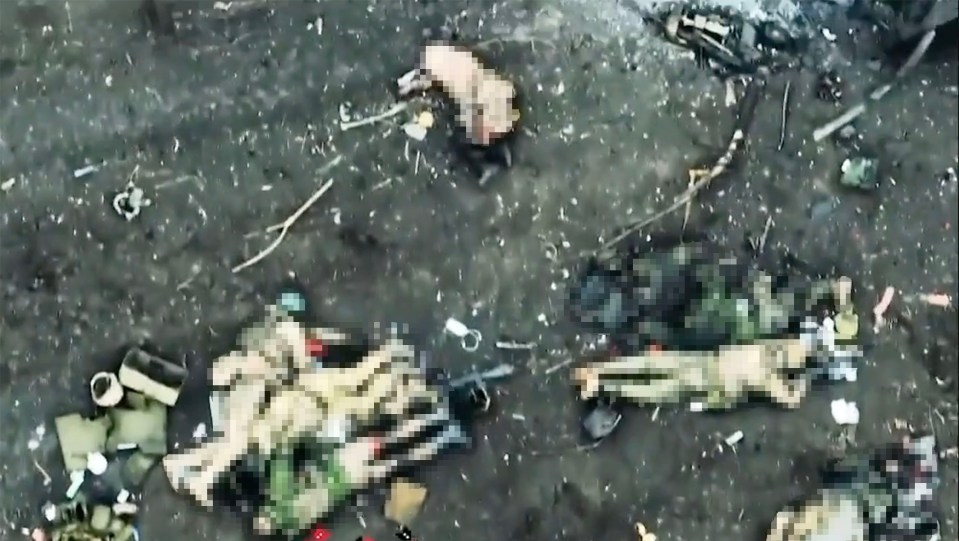 Ukraine shared video of dead Russian soldiers after intense battles for the town of Avdiivka