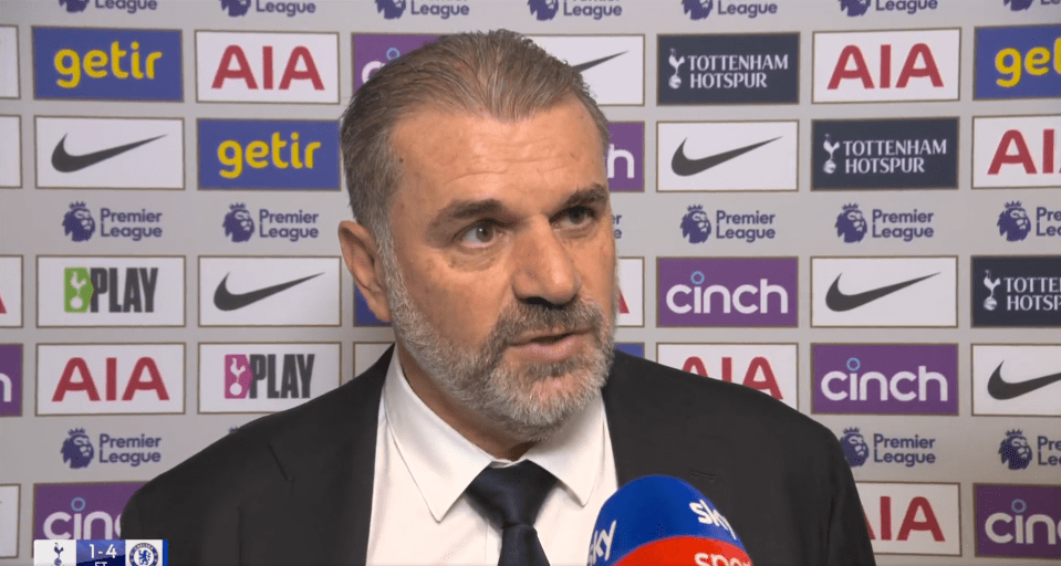 Ange Postecoglou reacts to defeat to Chelsea