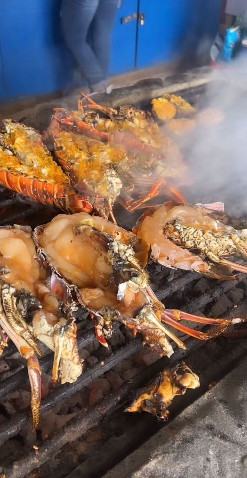 The friends were treated to a lobster barbecue