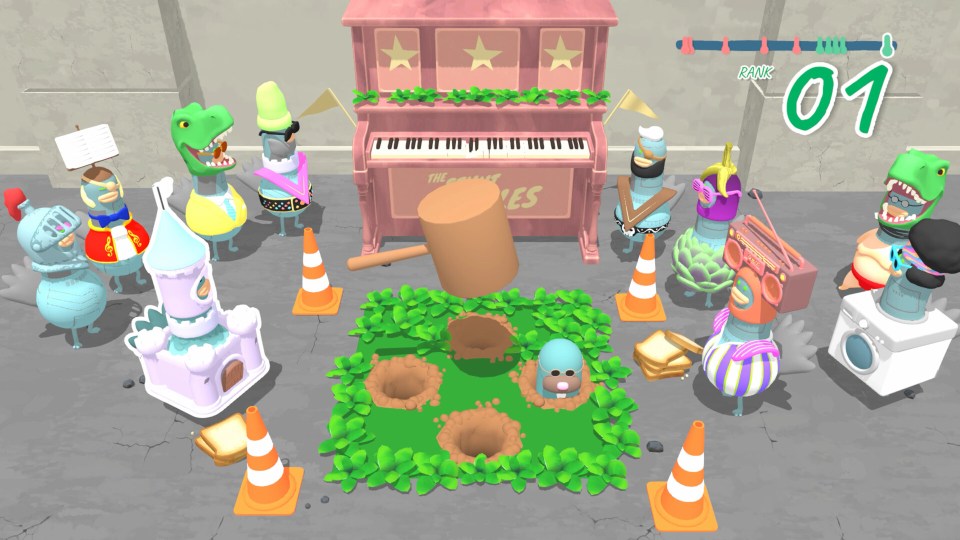 Headbangers: Rhythm Royale is filled with rhythm-based minigames.