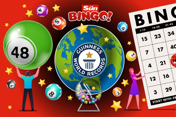 a guinness world records logo is surrounded by bingo balls