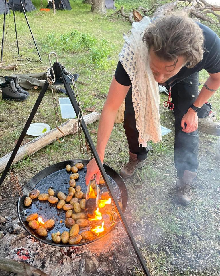 His Instagram is full of pictures of him cooking outdoors