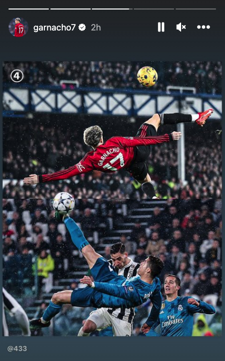 Alejandro Garnacho made what was, for him, the ultimate comparison as he shared a pic including a celebrated Cristiano Ronaldo goal