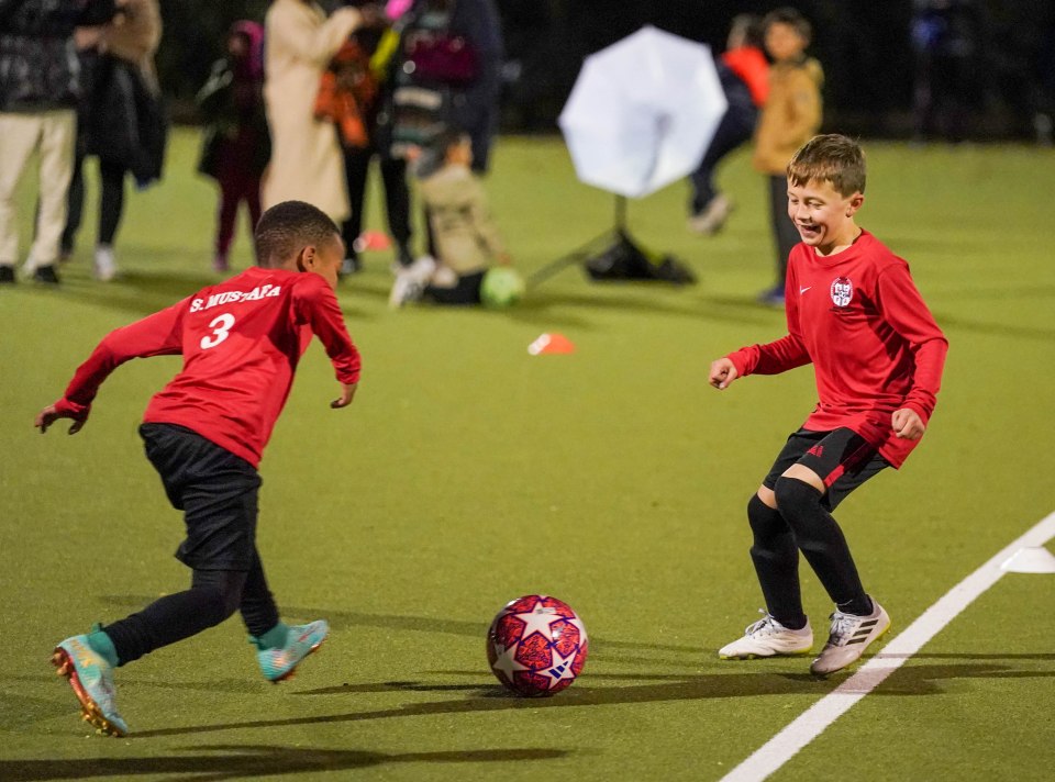 The kids picked by the club wasted no time showing the England striker what they could do