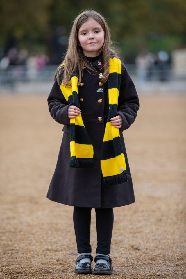 Eight-year-old Isabelle Bovington, whose dad Leading Naval Nurse Tom Bovington died in 2016, was the youngest marcher today