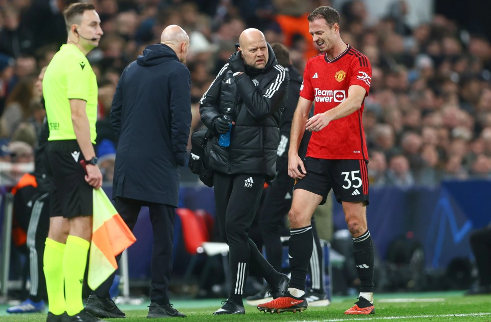 Jonny Evans came off injured against Copenhagen