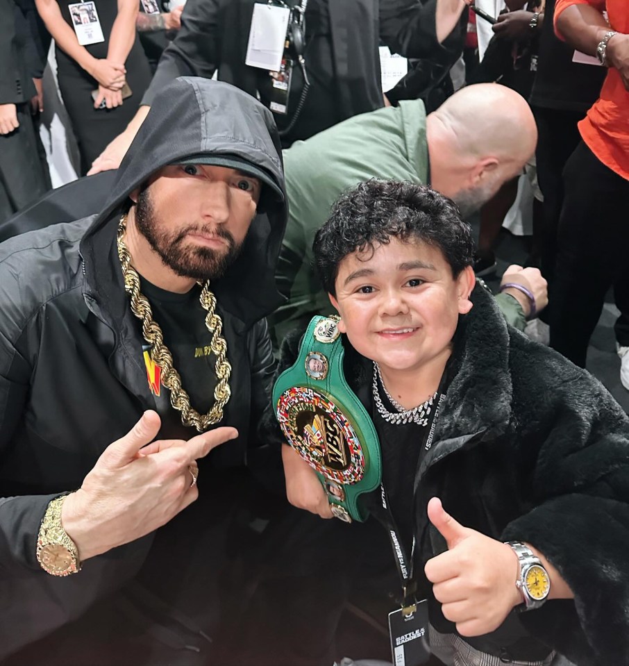 Music icon Eminem poses with Abdu Rozik