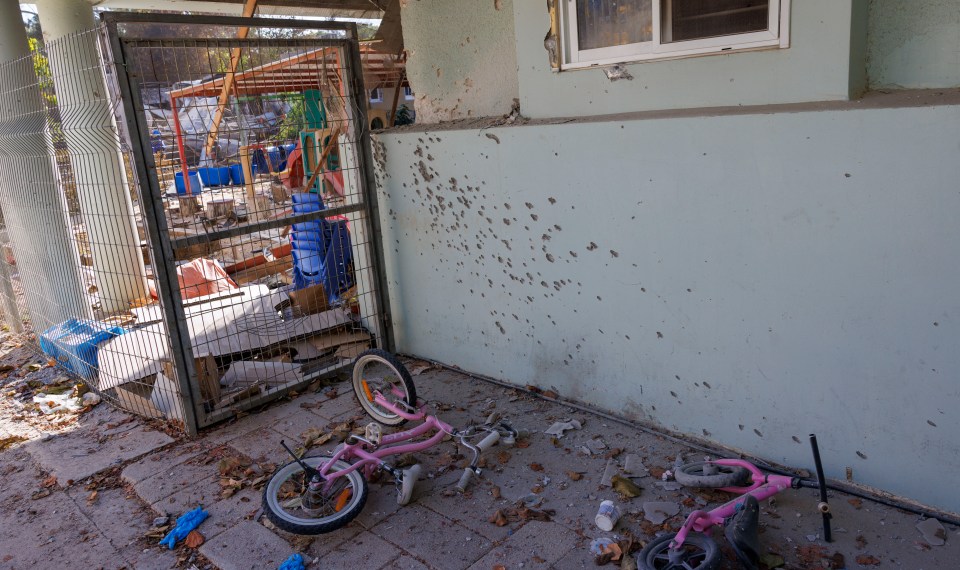 The ruins of a nursery in the aftermath of the October 7 attacks