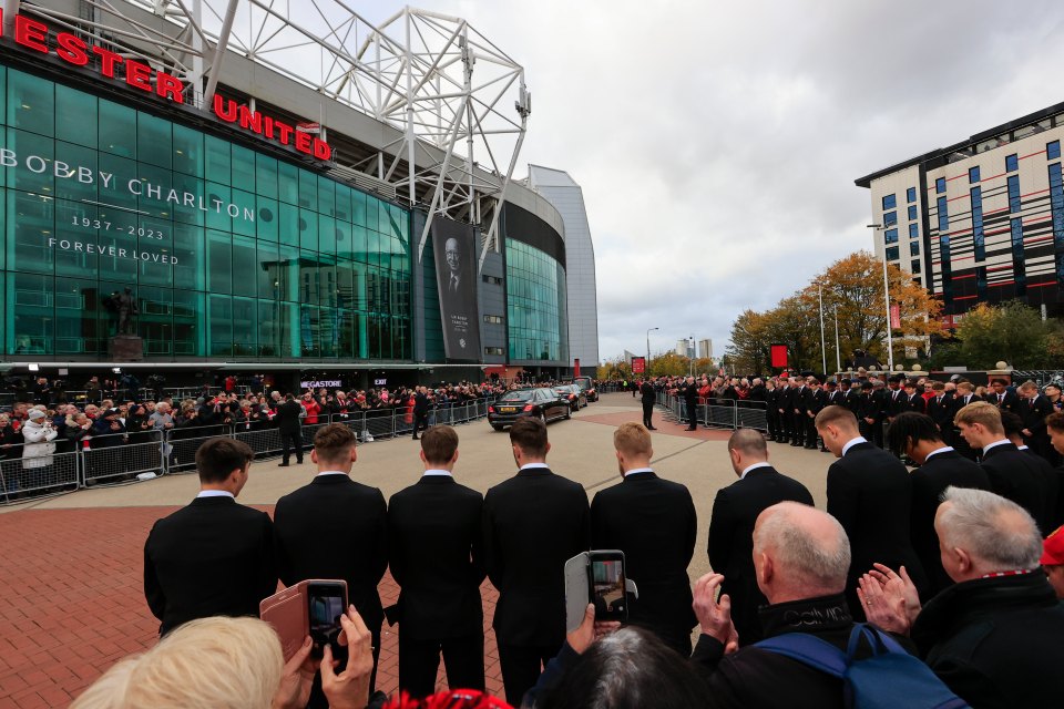 Thousands lined the streets outside Old Trafford as the cortege made its way past