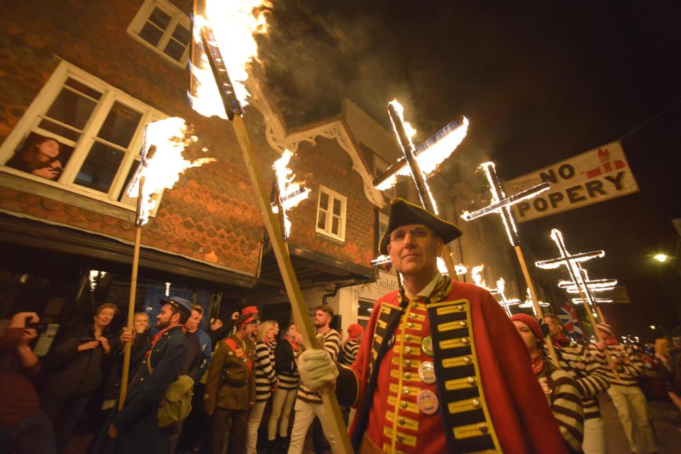 There are thought to be more than 3,000 bonfire society members who take part in the procession each year