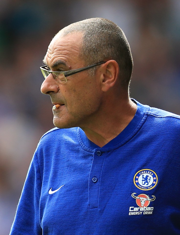 Sarri could be seen chewing cigarette butts on the touchline while at Chelsea