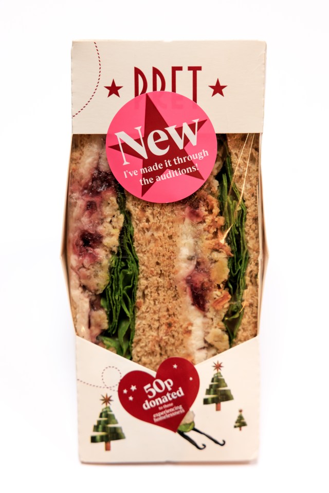 A returning favourite, Pret's Christmas Lunch sarnie is stuffed with succulent, melt-in-the-mouth turkey