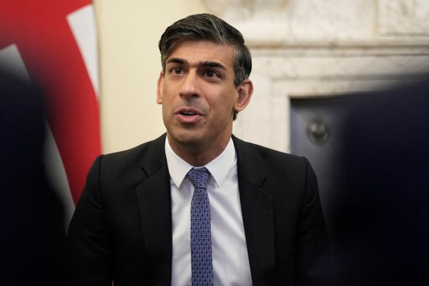 British Prime Minister Rishi Sunak speaks as he holds a Cabinet meeting inside 10 Downing Street in London, Nov. 14, 2023. Kin Cheung/Pool via REUTERS