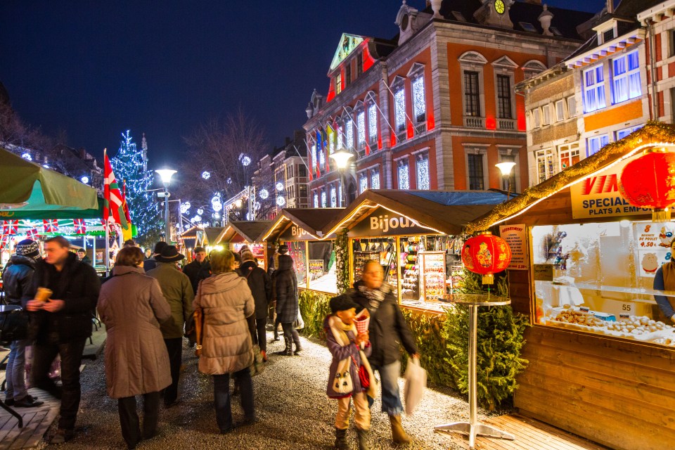 The Christmas market in Liege, Belgium