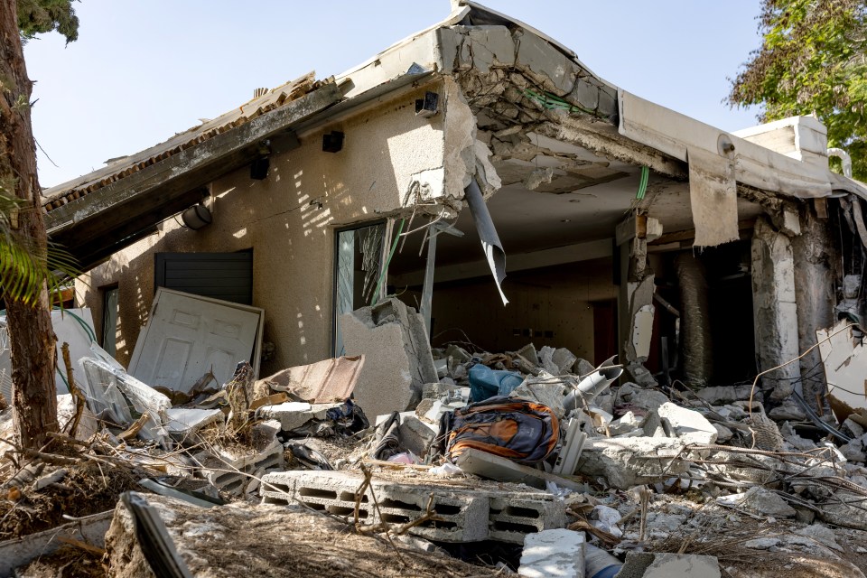 The rubble of a home in Kibbutz Kfar Aza destroyed by Hamas militants on October 7