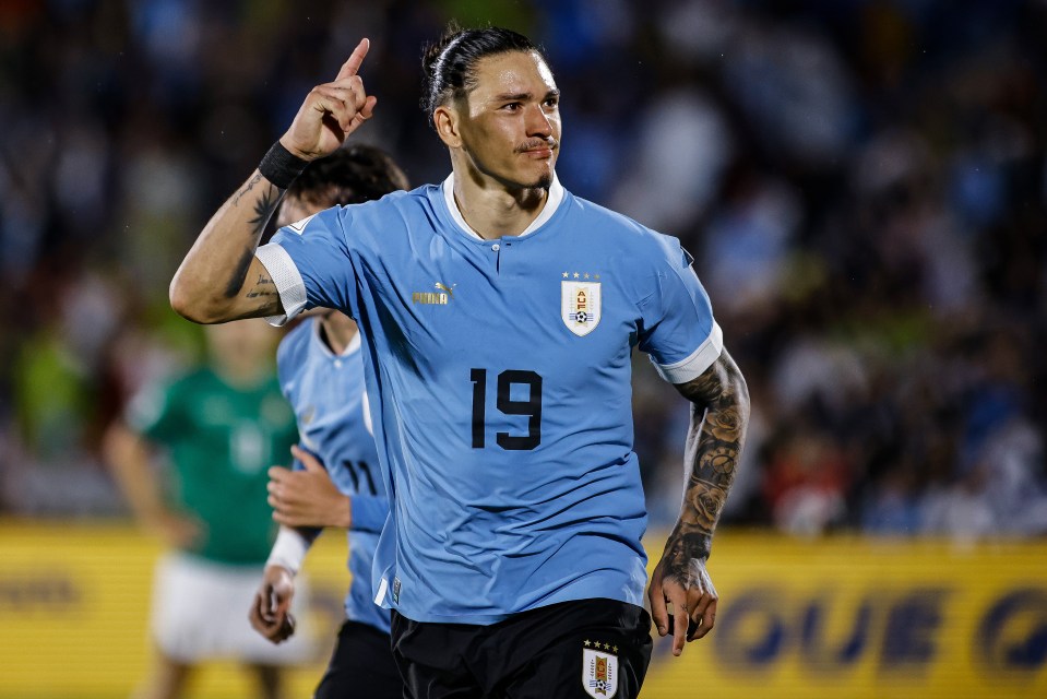 Nunez scored two goals in Uruguay's 3-0 win against Bolivia on Tuesday night