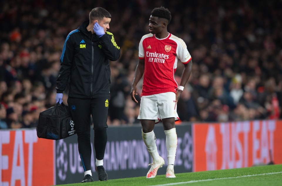 Bukayo Saka hobbled off for Arsenal in midweek against Sevilla