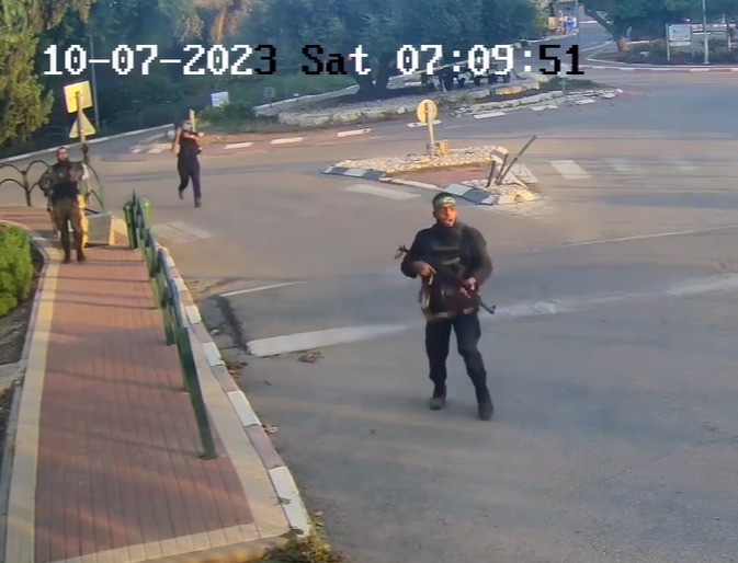 Three Hamas gunmen storm a kibbutz close to the site of the Nova festival massacre on October 7