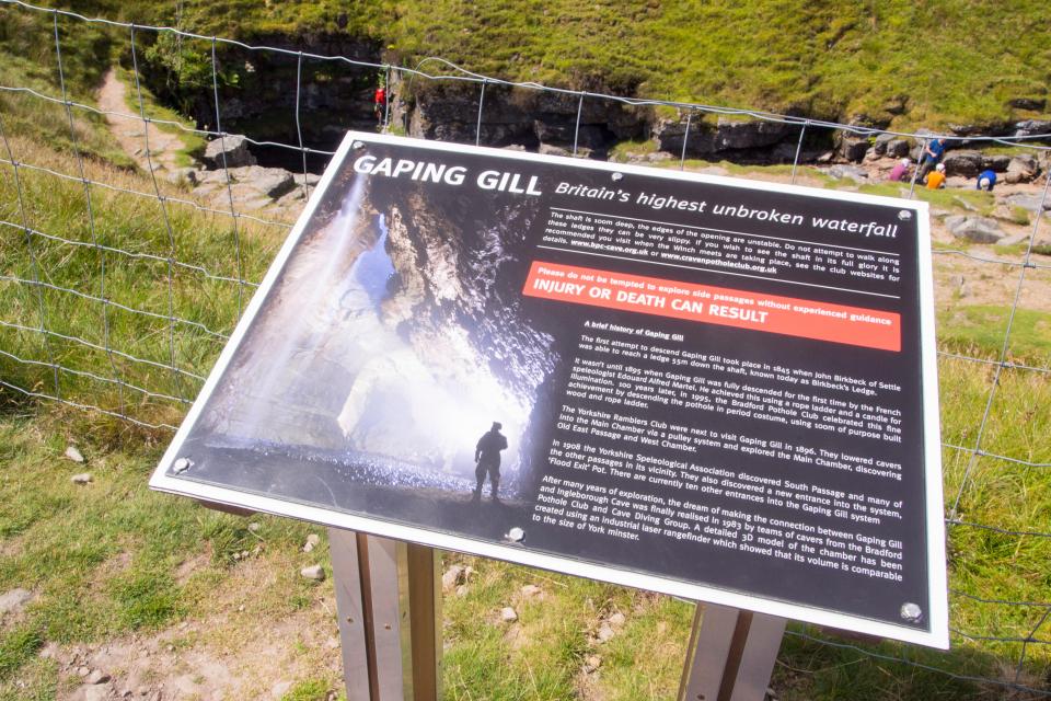 The cave is home to Britain's highest unbroken waterfall