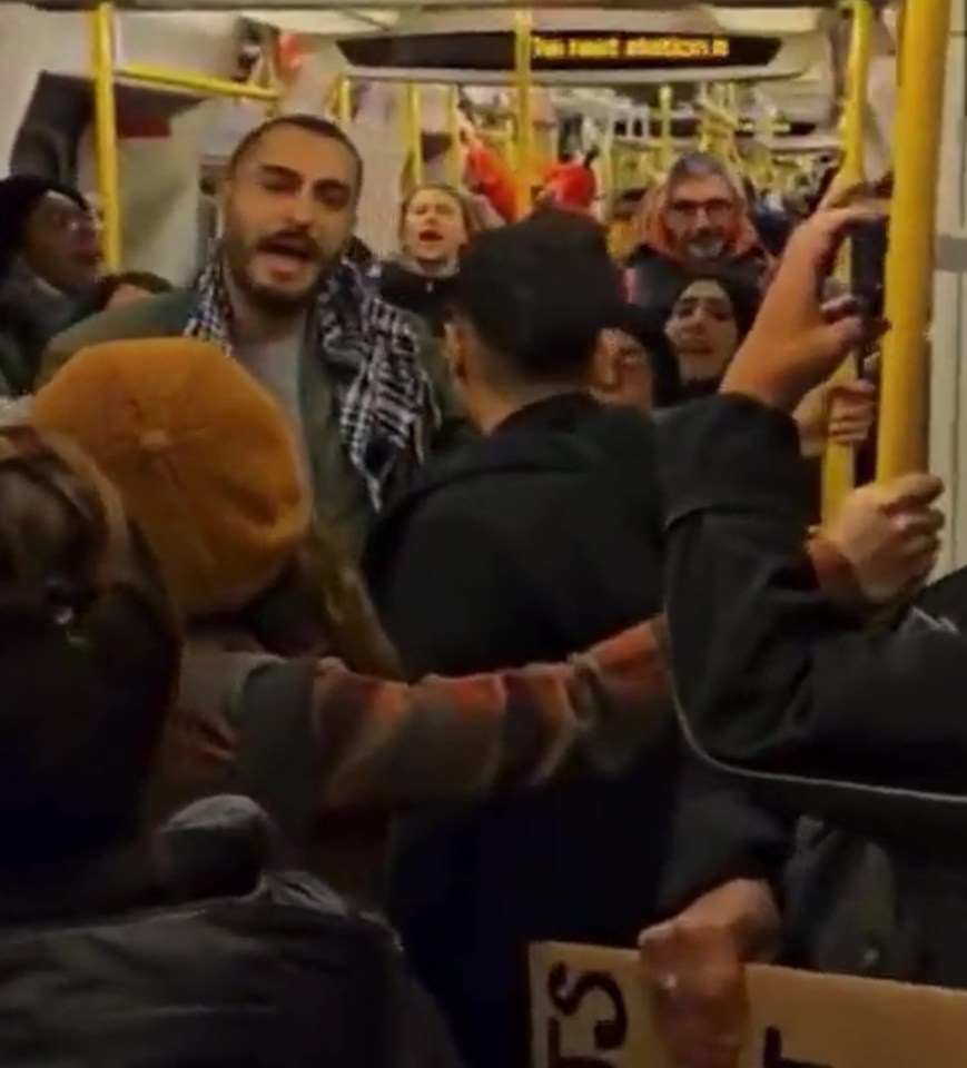 A video showed pro-Palestine protesters on the Tube singing 'Smash the Zionist settler state'