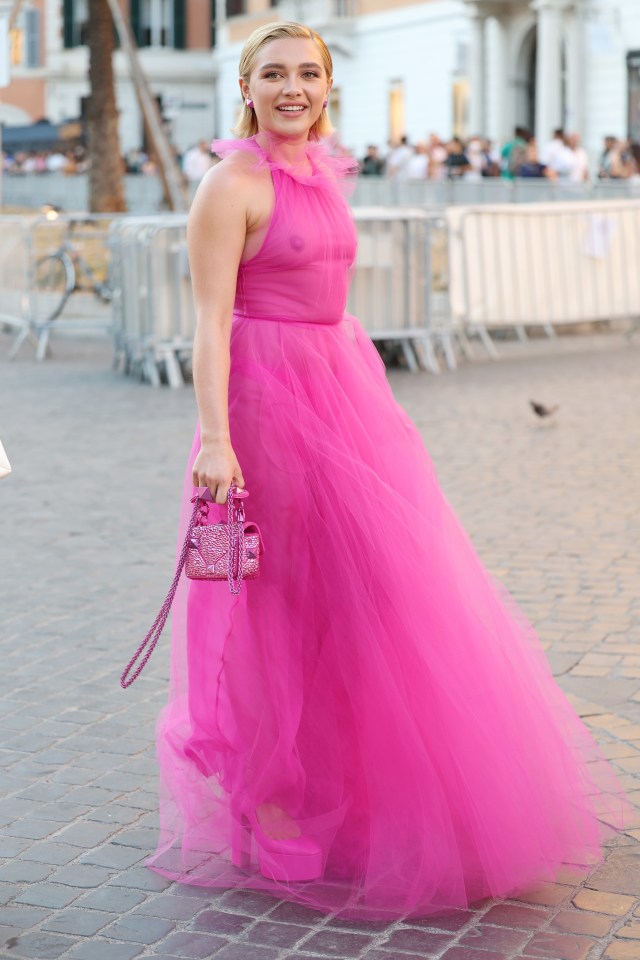 Florence Pugh also stunned in this beautiful Valentino sheer pink dress