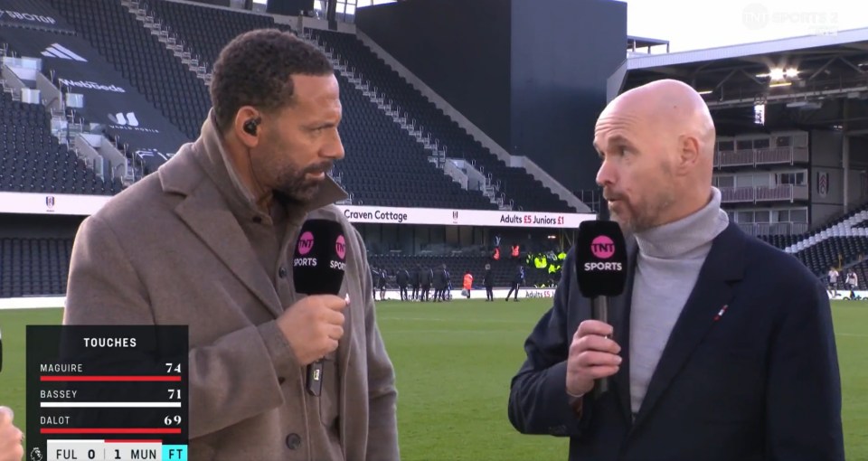 Rio Ferdinand and Erik ten Hag clashed in a tense TNT Sports interview