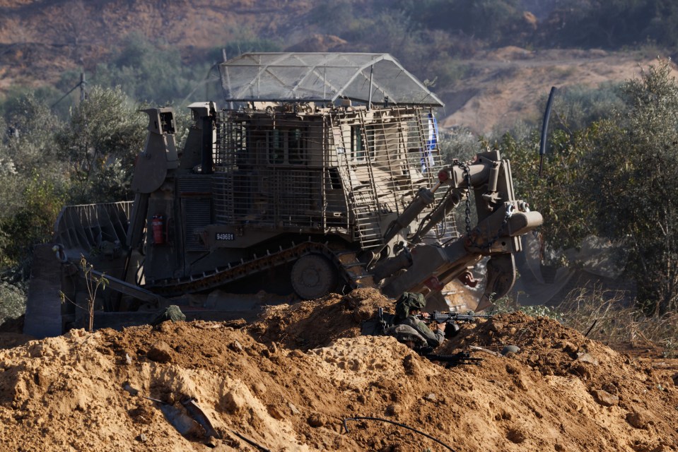 A specialised IDf vehicle clearing mines in Gaza