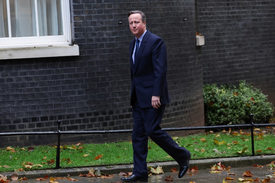 Former British Prime Minister David Cameron walks at 10 Downing Street