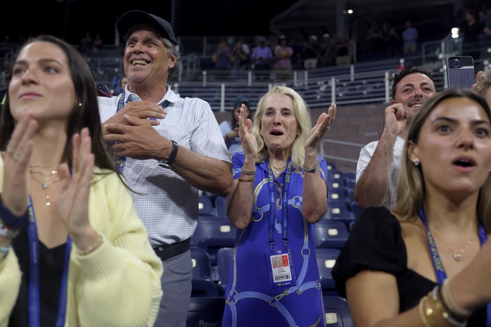 Austin cheered on her boy as he recorded his own memorable Flushing Meadows moment