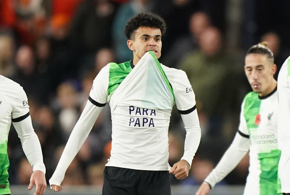 Liverpool star Diaz lifted his shirt to reveal the words 'Libertad Para Papa' ('Freedom for my father') after scoring against Luton