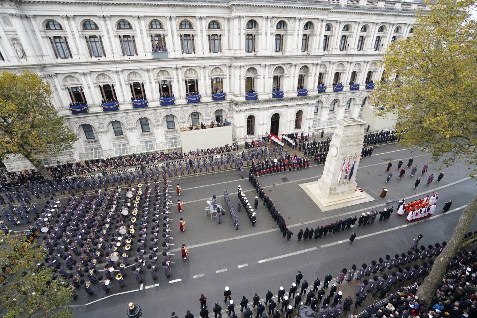 The service was held at the Cenotaph, near where chaos erupted yesterday