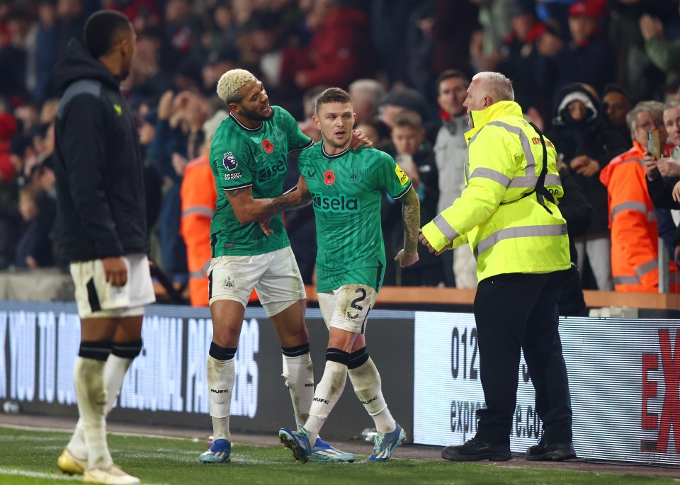 Trippier was pulled away from the situation by Joelinton