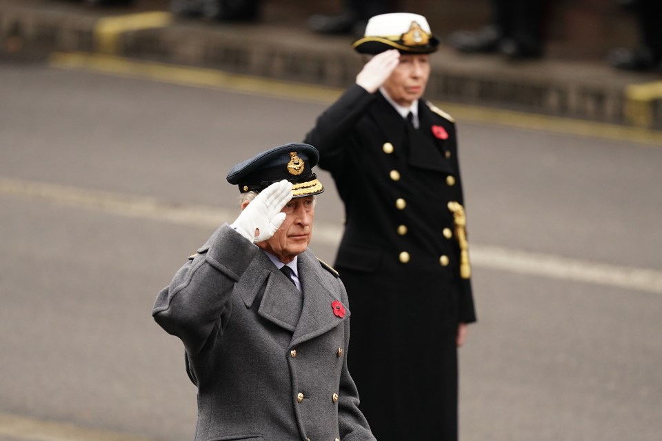 The King and Princess Anne were joined by other members of the Royal Family