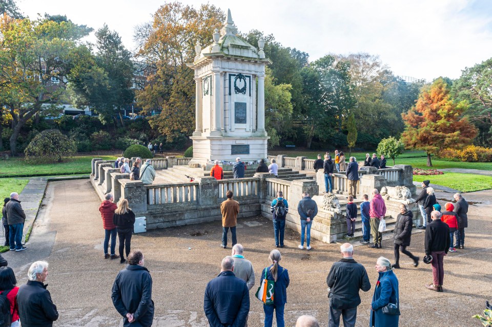 In Bournemouth, locals gathered around the war memorial peacefully