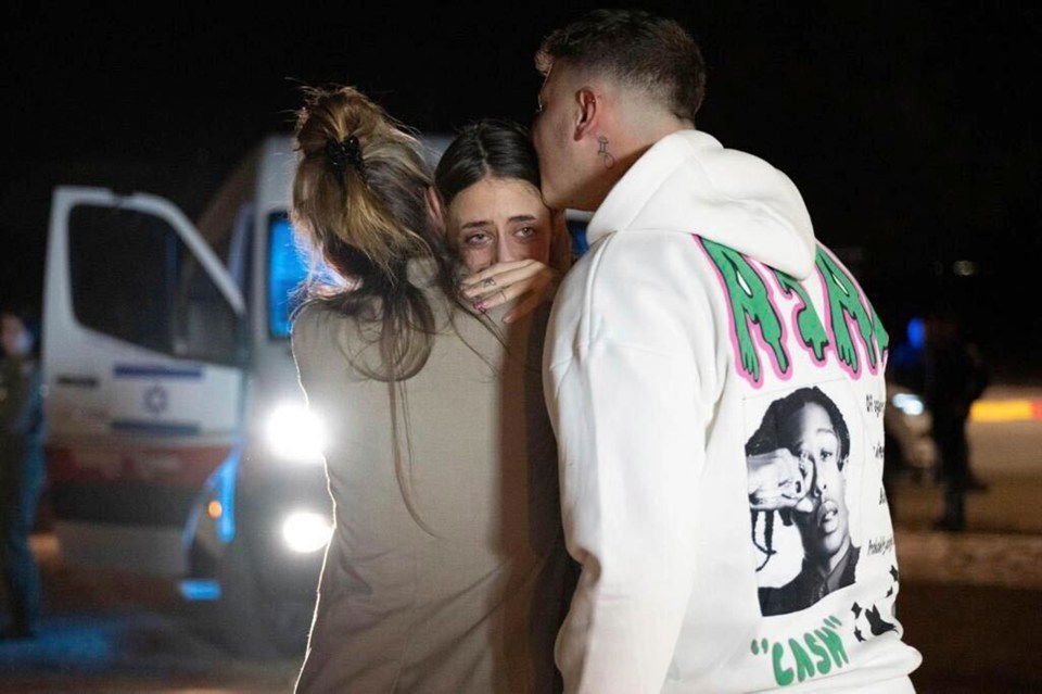 The moment Mia Schem, 21, was greeted by her mother and brother after being released from Hamas captivity