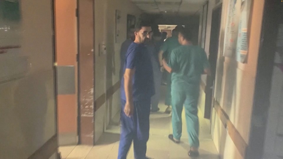 Smokey footage from inside the hospital after Israel launched their attack