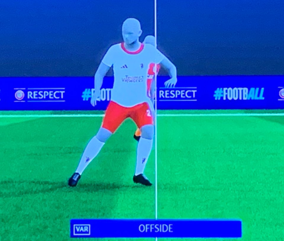 Uefa judges offside from the start of the arm so Mauro Icardi was offside