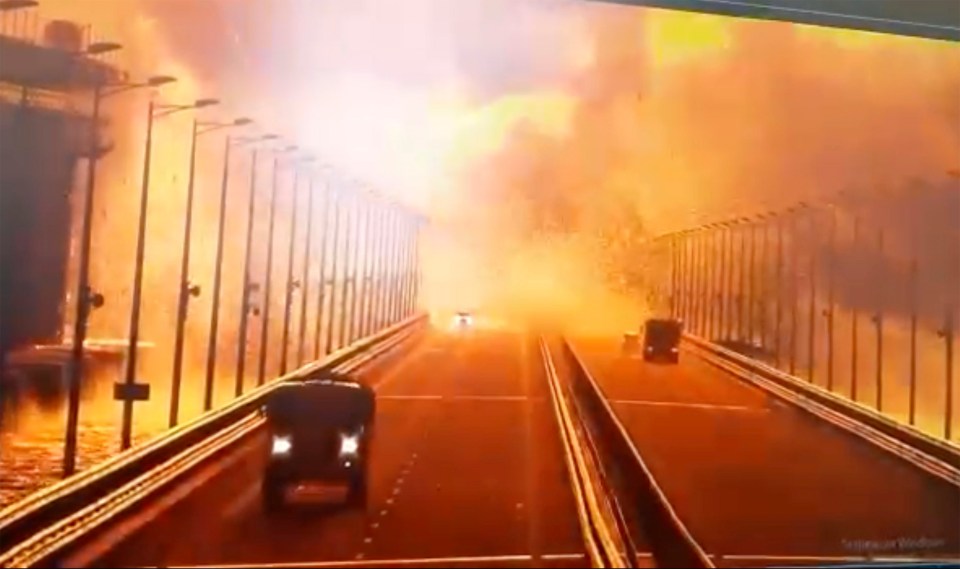 The 12-mile-long bridge has been attacked before - once by an exploding truck and then by a Ukrainian kamikaze drone