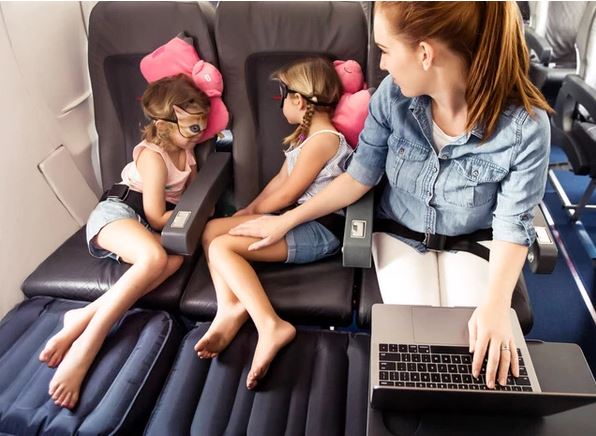 Inflatable travel footrests can be purchased for less than £10 on websites like Amazon and Temu