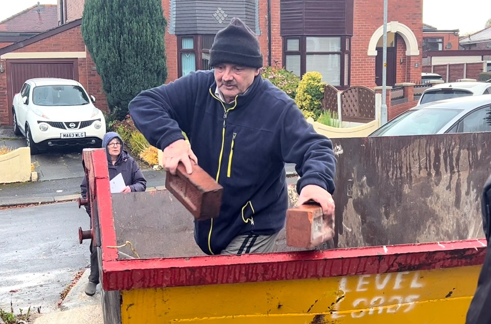 Grogan hoped into the skip to get back bricks he claimed were stolen