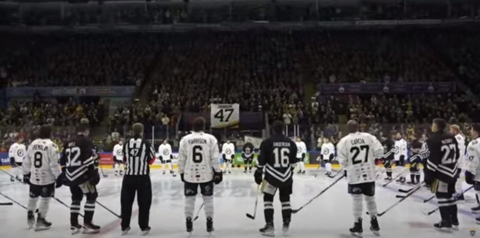 They banged their sticks on the ice during the minute’s applause