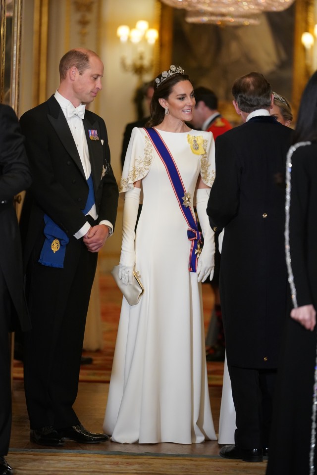 Princess Kate dazzled in the Strathmore Rose Tiara at a palace banquet featuring South Korean pop stars