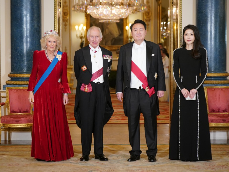 Queen Camilla, King Charles, president Yoon Suk Yeol and his wife at Buckingham