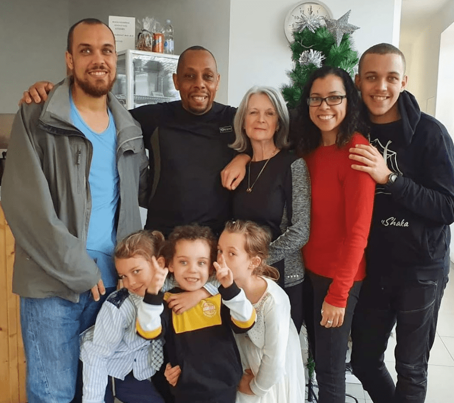 Robert, second from left, with his wife Anne, three children and grandchildren