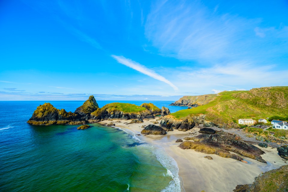 Kynance Cove in Cornwall is the UK's warmest beach to visit in the winter