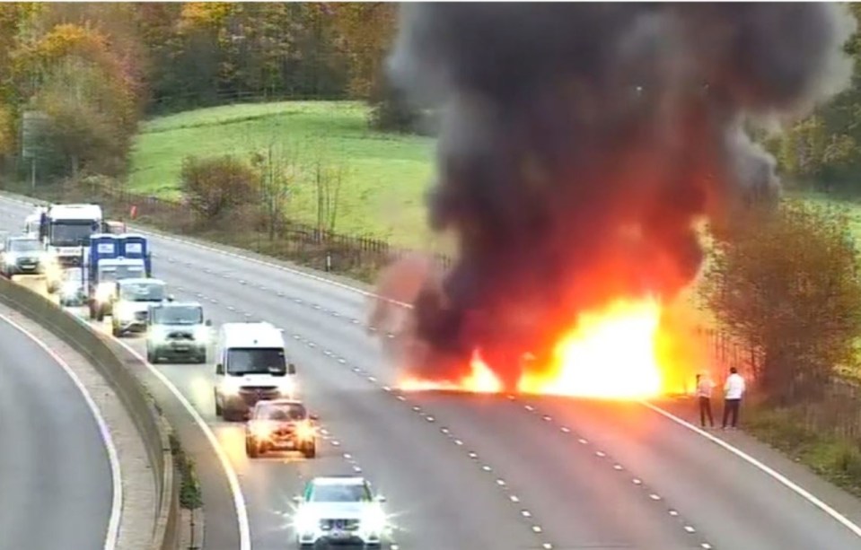 The inferno has sparked chaos as commuters hit rush hour traffic