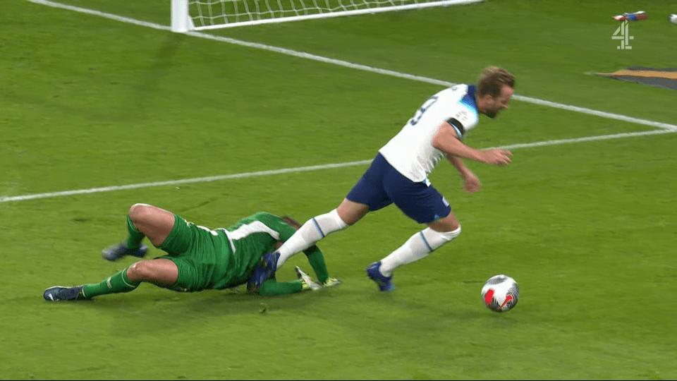 Harry Kane was booked for diving during England's game against Malta