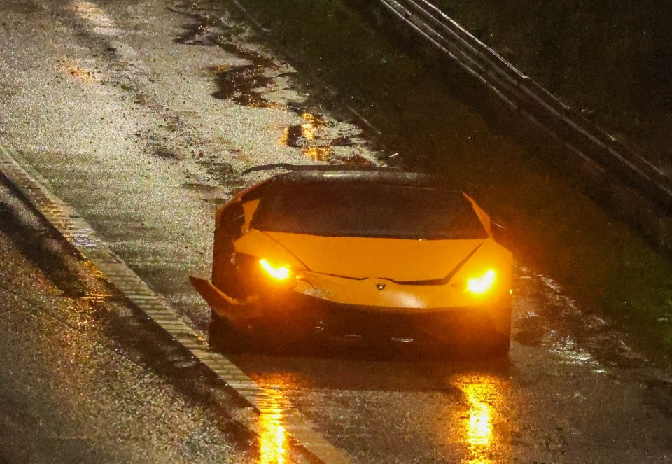 A £380,000 Lamborghini Aventador was said to have been a victim of the weather near Kent's Bluewater Shopping Centre this morning