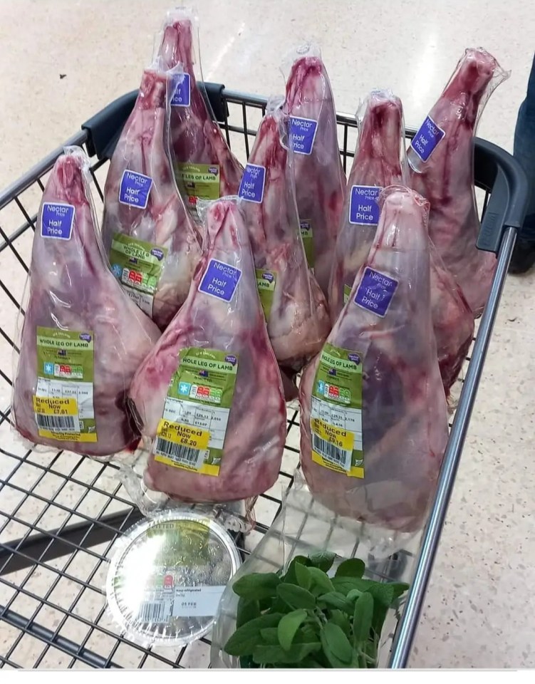 Sainsbury’s shopper shows off trolley loaded with NINE legs of lamb